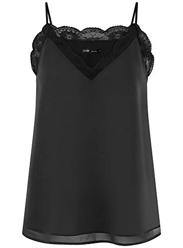 oodji Ultra Mujer Top de Estilo Ropa Interior con Bordes de Encaje, Negro, ES 36 / XS