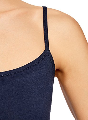 oodji Ultra Mujer Top de Punto con Tirantes Finos, Azul, ES 34 / XXS