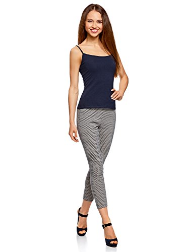 oodji Ultra Mujer Top de Punto con Tirantes Finos, Azul, ES 34 / XXS