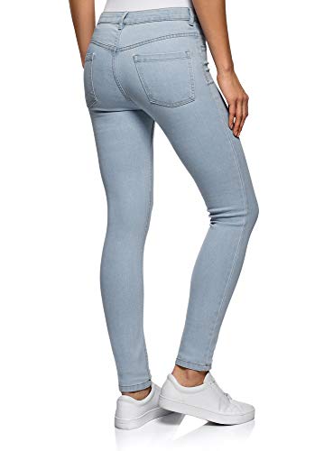 oodji Ultra Mujer Vaqueros Básicos Skinny, Azul, 27W / 32L