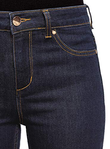oodji Ultra Mujer Vaqueros Skinny de Cintura Alta, Azul, 27W / 32L