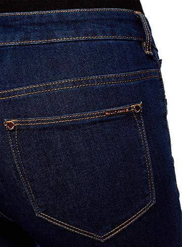 oodji Ultra Mujer Vaqueros Skinny de Cintura Alta, Azul, 27W / 32L