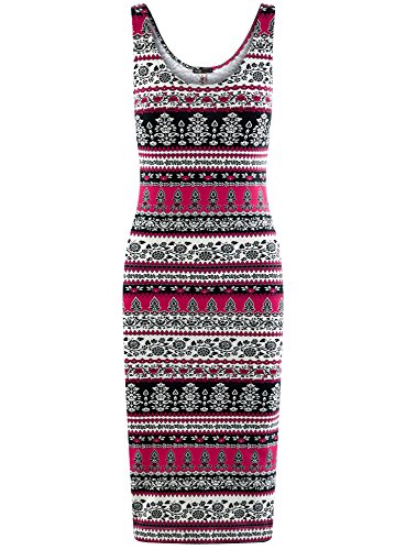 oodji Ultra Mujer Vestido-Camiseta de Tirantes de Punto, Rojo, ES 36 / XS