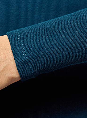 oodji Ultra Mujer Vestido con Cuello Mao y Falda Acampanada, Azul, ES 42 / L