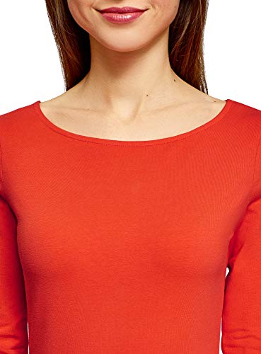 oodji Ultra Mujer Vestido de Punto Básico, Naranja, ES 38 / S