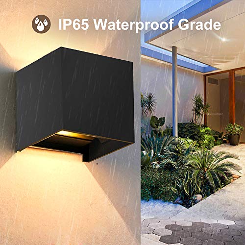 OOWOLF Lampara De Pared, Aplique De Pared Exterior Impermeable IP65 Con Luz Blanco Cálido 3000K LED Bombillas Reemplazables Para Interior Exterior Apliques Con Bombilla