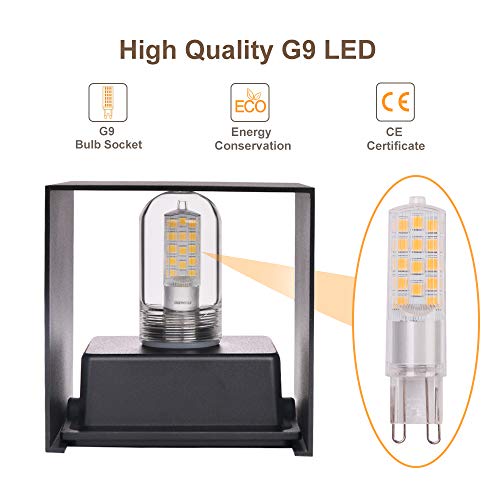 OOWOLF Lampara De Pared, Aplique De Pared Exterior Impermeable IP65 Con Luz Blanco Cálido 3000K LED Bombillas Reemplazables Para Interior Exterior Apliques Con Bombilla