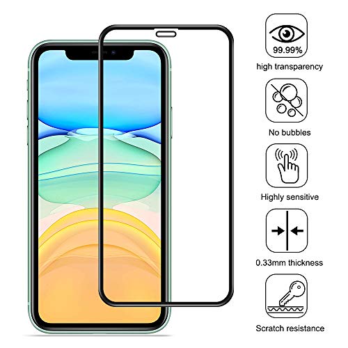 opamoo Protector Pantalla para iPhone 11/iPhone XR, [3 Pack] Cobertura Completa Cristal Templado iPhone XR con Marco de alineación Sin Burbujas 9H Vidrio Templado para iPhone 11/ XR Templado -6,1"