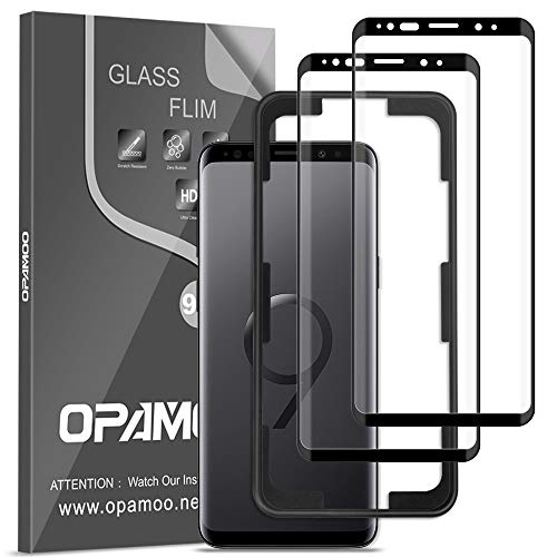 opamoo Protector Pantalla para Samsung Galaxy S9,[2 Pack]Cobertura Completa Cristal Templado Samsung Galaxy S9 con marco de alineación Sin Burbujas 9H Vidrio Templado para Samsung Galaxy S9 Templado