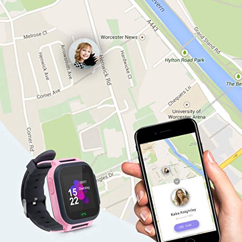 Openuye Niños Smartwatch, Smartwatch Phone con rastreador LBS, SOS, Pantalla táctil LED de 1,44 Pulgadas con cámara, Llamadas SIM, Despertador para niños y niñas, Compatible con iOS y Android(Rosado)