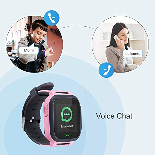 Openuye Niños Smartwatch, Smartwatch Phone con rastreador LBS, SOS, Pantalla táctil LED de 1,44 Pulgadas con cámara, Llamadas SIM, Despertador para niños y niñas, Compatible con iOS y Android(Rosado)