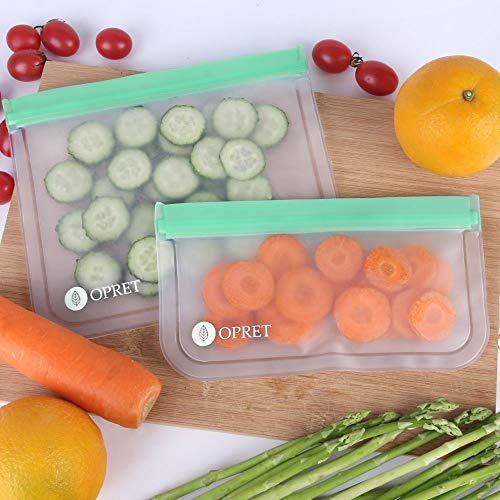 Opret Bolsas Alimentos Reutilizables, 10 Bolsas Congelar Reutilizables de 3 Tamaños Eco Envases Reutilizables para Bocadillo, Sandwich, Fruta y Vegetales, Aprobado por la FDA, no BPA