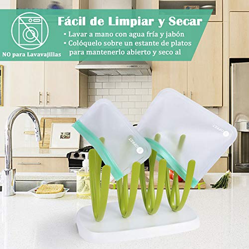 Opret Bolsas Alimentos Reutilizables, 10 Bolsas Congelar Reutilizables de 3 Tamaños Eco Envases Reutilizables para Bocadillo, Sandwich, Fruta y Vegetales, Aprobado por la FDA, no BPA