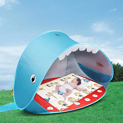 Opret Tienda Playa Bebe, Pop-up Tiendas de Campaña con Piscina para Niños Carpa Plegable Portátil Anti UV 50+ Protector Solar, Azul