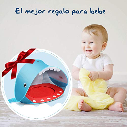 Opret Tienda Playa Bebe, Pop-up Tiendas de Campaña con Piscina para Niños Carpa Plegable Portátil Anti UV 50+ Protector Solar, Azul