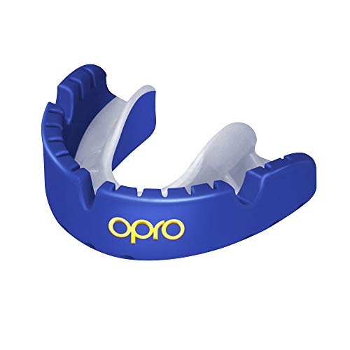 OPRO Ortodoncia Self-Fit Gold Mouthguard: para Rugby, Hockey, Artes Marciales Mixtas y Otros Deportes de Contacto (Azul)