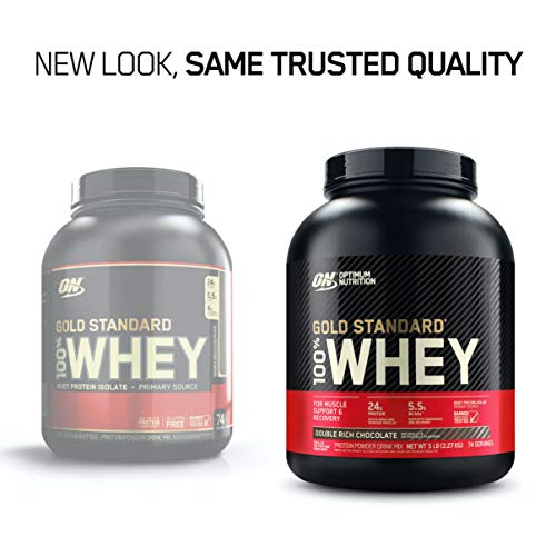 Optimum Nutrition ON Gold Standard 100% Whey Proteína en Polvo Suplementos Deportivos, Glutamina y Aminoacidos, BCAA, Double Rich Chocolate, 73 Porciones, 2.26kg, Embalaje Puede Variar