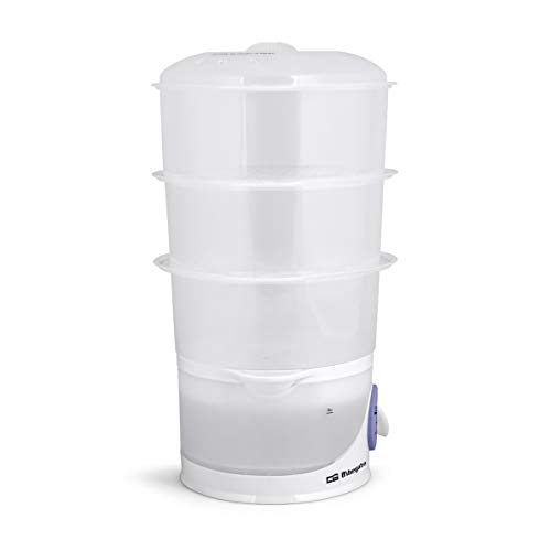 Orbegozo CO 4015 - Vaporera eléctrica, libre de BPA, 3 recipientes apilables incluyendo uno especial para arroz, temporizador hasta 60 minutos con parada automática, 800 W de potencia