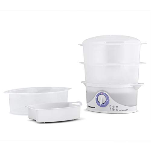Orbegozo CO 4015 - Vaporera eléctrica, libre de BPA, 3 recipientes apilables incluyendo uno especial para arroz, temporizador hasta 60 minutos con parada automática, 800 W de potencia
