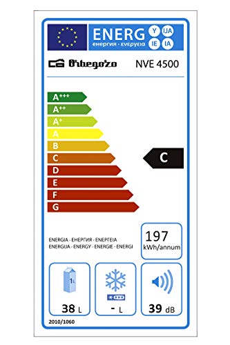 Orbegozo NVE 4500 B - Nevera eléctrica, refrigeración termoeléctrica, sistema "No Frost", patas ajustables, luz LED interna, 70 W, 38 L