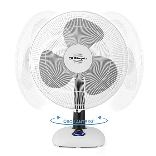 Orbegozo TF 0133 Ventilador de sobremesa oscilante, 3 velocidadessilencioso, asa de transporte, rejilla de seguridad, 40 W de potencia, Blanco/Negro