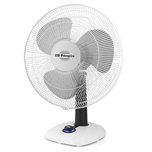 Orbegozo TF 0133 Ventilador de sobremesa oscilante, 3 velocidadessilencioso, asa de transporte, rejilla de seguridad, 40 W de potencia, Blanco/Negro