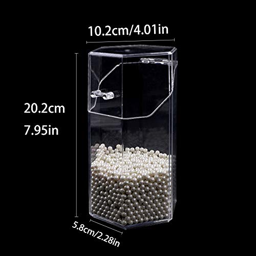 Organizador de maquillaje, organizador de brochas de maquillaje acrílico con un paquete de perlas de almacenamiento de brochas de maquillaje con tapa para cuarto de baño dormitorio (perla blanca)