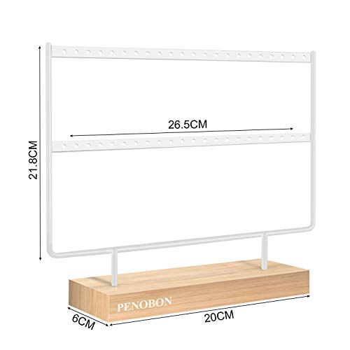 Organizador de Pendientes Giratorio Soporte Joyas Organizador con Fondo de Bandeja para Joyería, Collares, Pendientes, Estilo Retro, Pulseras (Blanco)