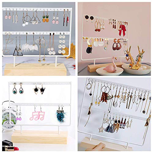 Organizador de Pendientes Giratorio Soporte Joyas Organizador con Fondo de Bandeja para Joyería, Collares, Pendientes, Estilo Retro, Pulseras (Blanco)