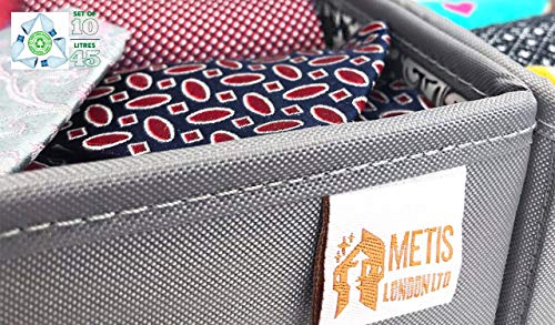 Organizadores de cajones para conciencia ecológica - Botellas de plástico reciclado (seda vegana y tela Oxford) - Juego de 10 (45L) empaquetados en una bolsa Tyvek reutilizable