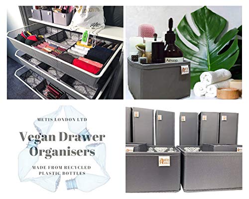 Organizadores de cajones para conciencia ecológica - Botellas de plástico reciclado (seda vegana y tela Oxford) - Juego de 10 (45L) empaquetados en una bolsa Tyvek reutilizable