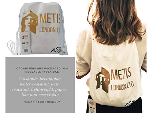 Organizadores de cajones para conciencia ecológica - Botellas de plástico reciclado (seda vegana y tela Oxford) - Juego de 10 (45L) empaquetados en una bolsa Tyvek reutilizable