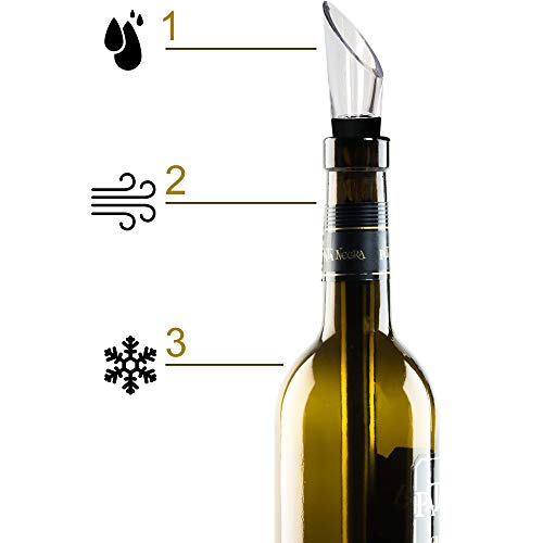 Original Regalo Enfriador de Vino y Cerveza Set de 2 - Accesorios Aireador y Vertedor, En Botella Mejor que Funda o Cubitera - Idea Cumpleaños Padre Papa Hombre Novio Pareja Amigo Frikis Curiosos