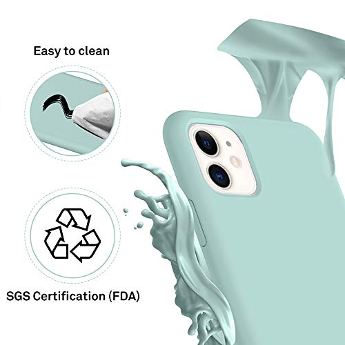 ORNARTO Funda Silicone Case para iPhone 11, Carcasa de Silicona Líquida Suave Antichoque Bumper para iPhone 11 (2019) 6,1 Pulgadas-Menta Verde