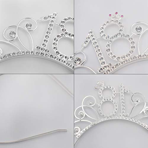 Oro Rosa Feliz 18 cumpleaños Faja Banda de satén cumpleaños Sash y 18 Diadema Tiara para niña Mujer 18 Años cumpleaños Fiesta de Decoración Accesorios Regalo