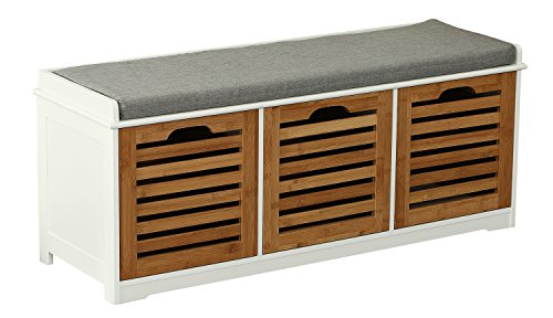 Orolay Banco de Almacenamiento con Acolchados Cojines y 3 Cubos Entrada Zapato Gabinete Dresser Cómodo