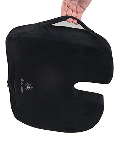 Orthopedic Seat Cushion - Cool Gel & Memory Foam Gel Pillow Seat for Back Support - Cushions Tailbone, Relieves Pressure on Legs, Spine, Hips - Comfort for Chair, Plane, Wheelchair, Driving, Office