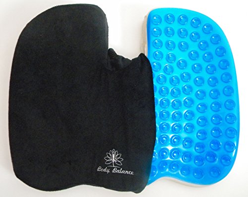 Orthopedic Seat Cushion - Cool Gel & Memory Foam Gel Pillow Seat for Back Support - Cushions Tailbone, Relieves Pressure on Legs, Spine, Hips - Comfort for Chair, Plane, Wheelchair, Driving, Office