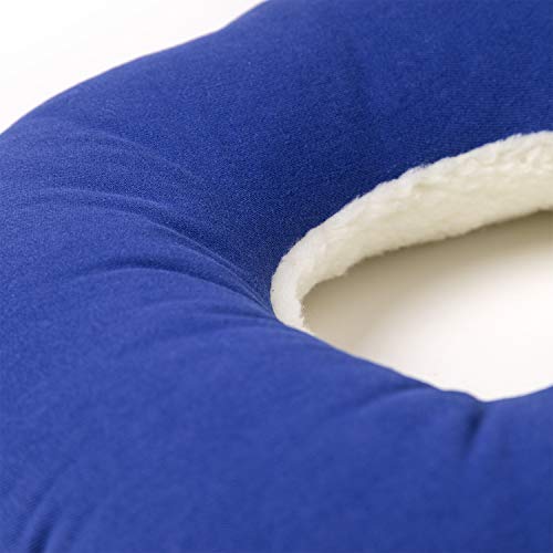 ORTONES | Cojín Antiescaras Redondo con agujero para Silla de Ruedas o Asiento | Color Azul y Blanco
