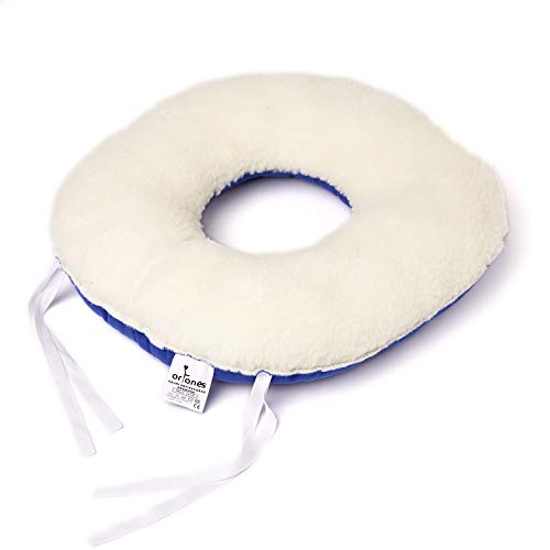 ORTONES | Cojín Antiescaras Redondo con agujero para Silla de Ruedas o Asiento | Color Azul y Blanco