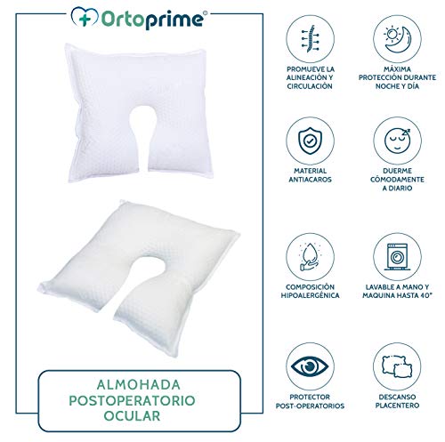 OrtoPrime Almohada Postoperatorio Ocular - Almohada Terapéutica - Cojín Ocular Ortopédico - Cojín Postoperatorio Alta Protección - Almohada Ojos Calidad y Descanso