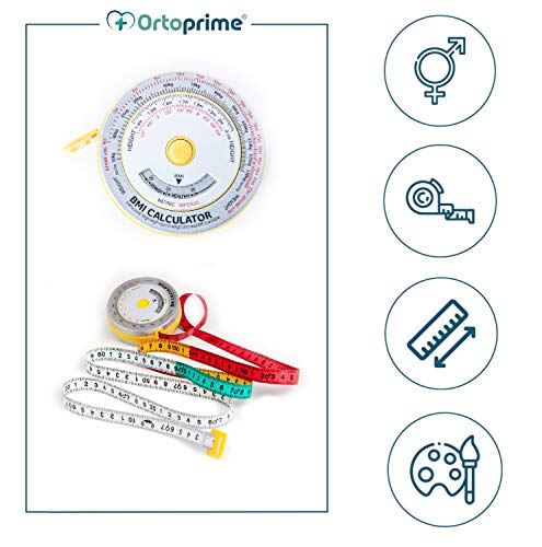OrtoPrime Cinta Métrica corporal Profesional Nutricionista IMC – Indice medidor de grasa – Cinta antropométrica BMI – Cinta métrica Anatómica 150 Centímetros
