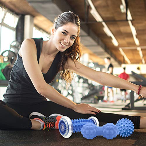 Osaloe Juego de Bolas de Masaje 3 en 1, Rodillos de Masaje y Bola de Maní para Automasaje, Músculos, Espalda, Cuello, Hombros, Brazos, Manos, Pies, Ejercicios de Yoga