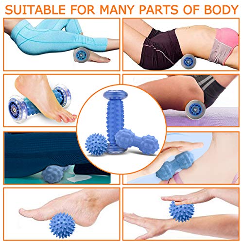 Osaloe Juego de Bolas de Masaje 3 en 1, Rodillos de Masaje y Bola de Maní para Automasaje, Músculos, Espalda, Cuello, Hombros, Brazos, Manos, Pies, Ejercicios de Yoga