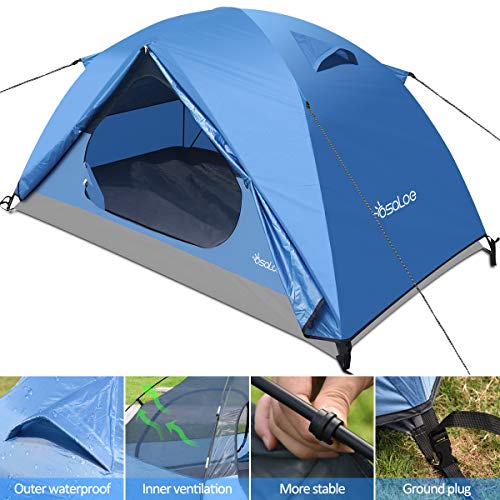 Osaloe Tienda de Campaña para 1-2 Personas, Tienda de Playa Impermeable Portátil para Camping, Senderismo, Viajes, Pesca, Picnic y Deportes al Aire Libre (Azul)