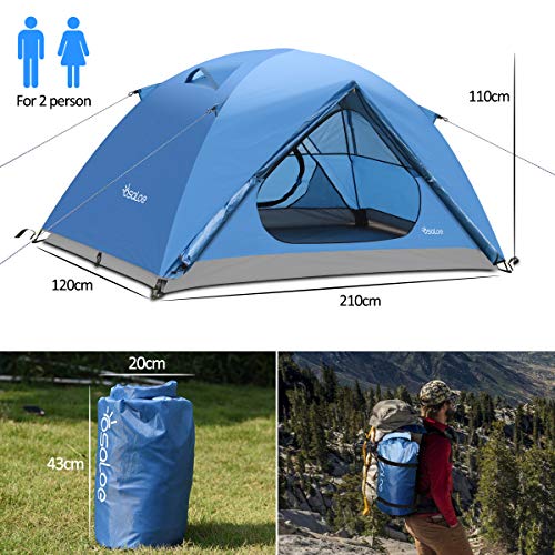 Osaloe Tienda de Campaña para 1-2 Personas, Tienda de Playa Impermeable Portátil para Camping, Senderismo, Viajes, Pesca, Picnic y Deportes al Aire Libre (Azul)