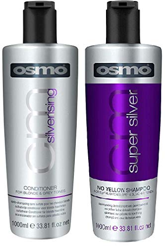 Osmo Super Silver - Champú y acondicionador plateado, evita el amarillamiento (1000 ml, 2 unidades)