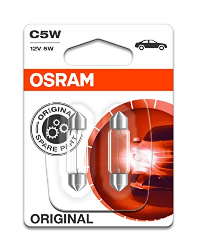Osram 6418-02B Lámpara Original Sv8,5-8 12V 5W, Set de 2, blanco, Medium