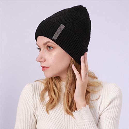 Otoño e Invierno Must-Have Casual Color sólido Gorro de Punto Gorro Unisex Gorro de Lana Lana Gorro cálido Gorro de esquí Negro