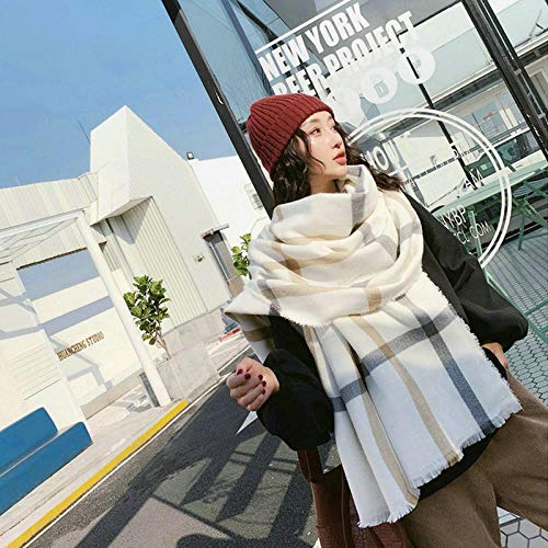 Otoño Invierno Mujeres Niñas Grueso Cálido Temperamento Suave Bufanda Gruesa Tendencia Cómoda Cálida Bufanda Grande, Beige, 200 * 90 Cm